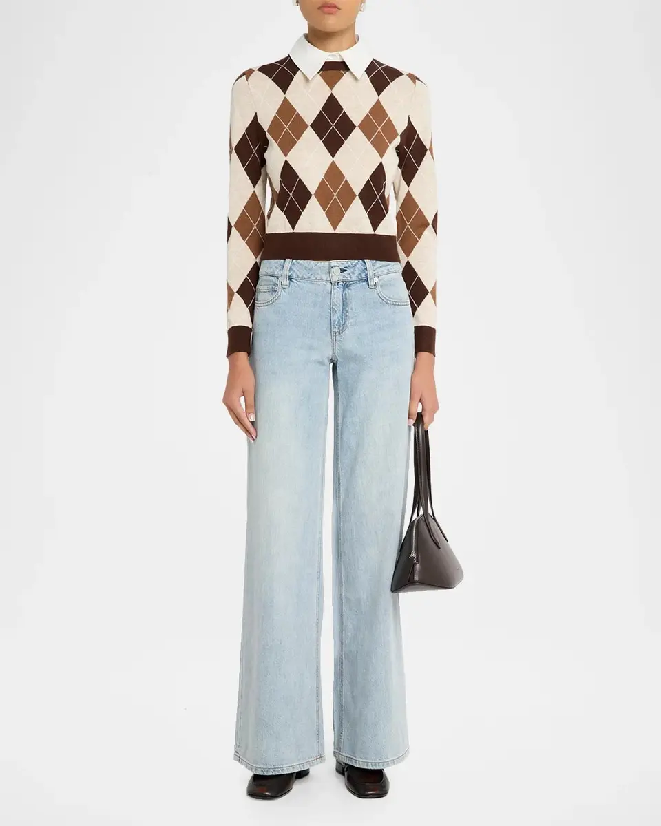 Alice + Olivia Carolann Argyle Collared Sweater | Thumbnail 2 Alice + Olivia Carolann Argyle Collared Sweater | Thumbnail 2