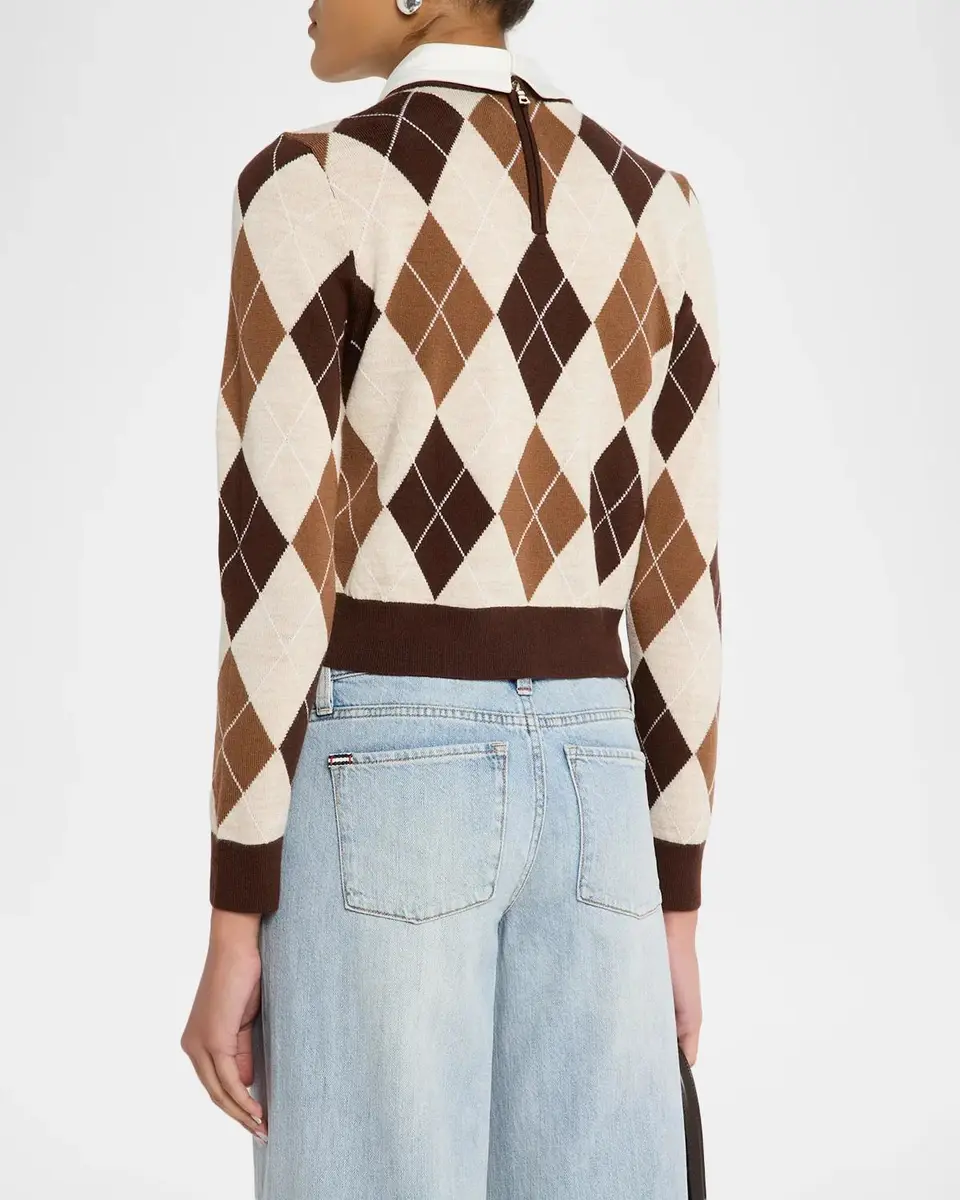Alice + Olivia Carolann Argyle Collared Sweater | Thumbnail 3 Alice + Olivia Carolann Argyle Collared Sweater | Thumbnail 3