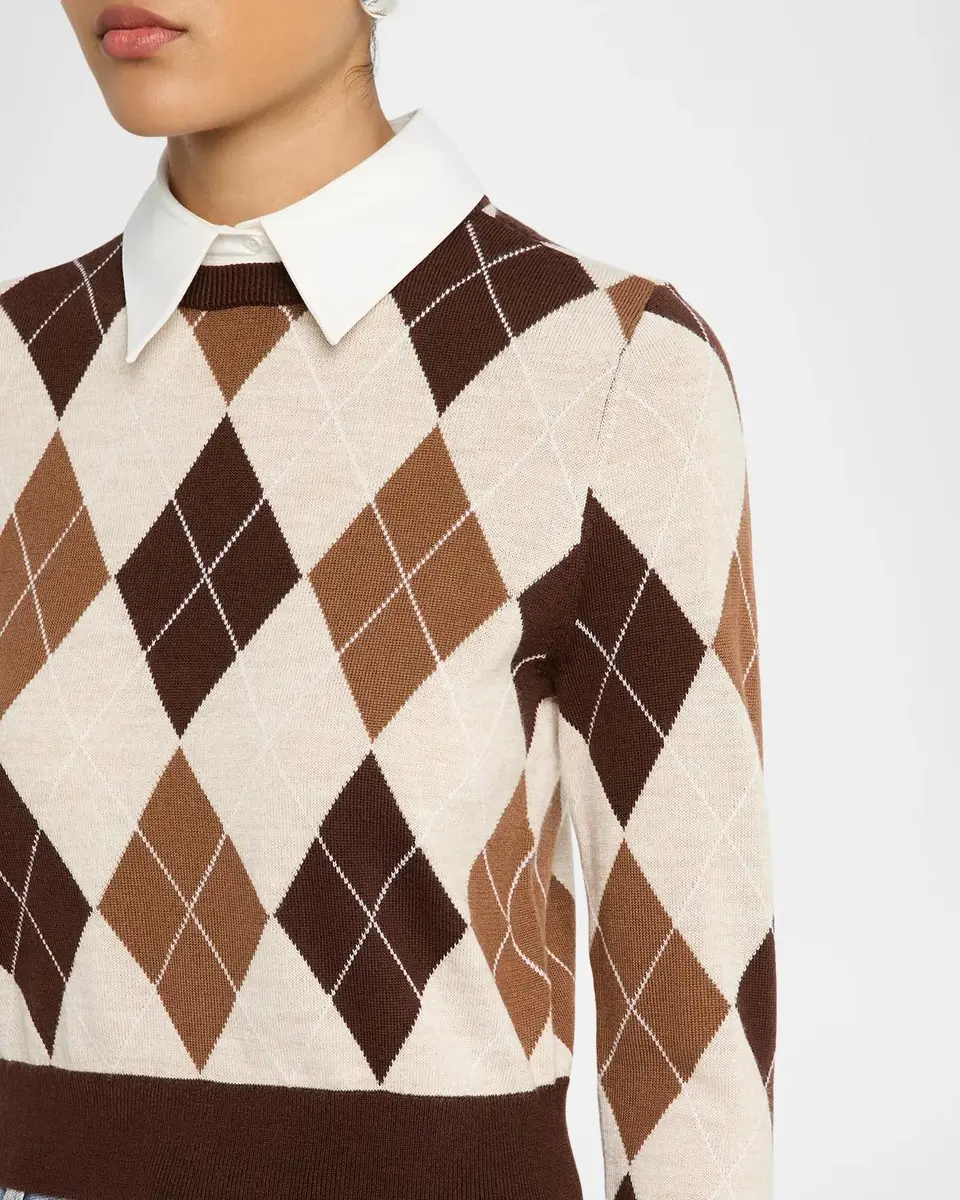 Alice + Olivia Carolann Argyle Collared Sweater | Thumbnail 5 Alice + Olivia Carolann Argyle Collared Sweater | Thumbnail 5