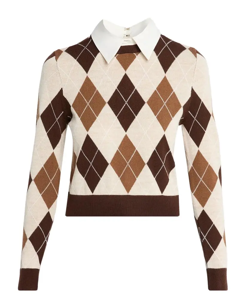 Alice + Olivia Carolann Argyle Collared Sweater