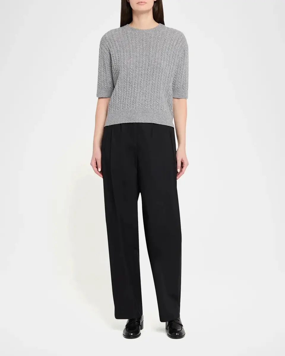 Theory Cashmere Short-Sleeved Crop Sweater | Thumbnail 2 Theory Cashmere Short-Sleeved Crop Sweater | Thumbnail 2