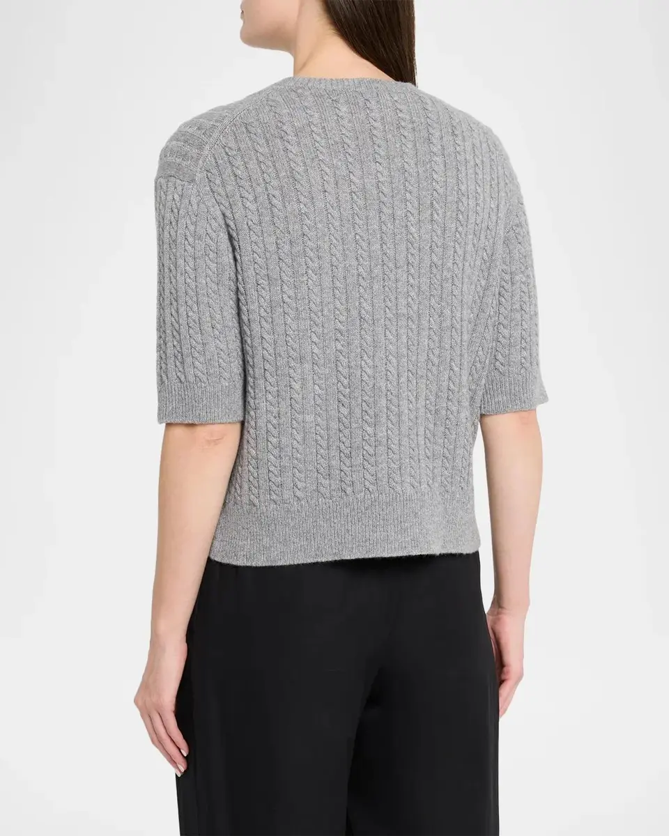 Theory Cashmere Short-Sleeved Crop Sweater | Thumbnail 3 Theory Cashmere Short-Sleeved Crop Sweater | Thumbnail 3