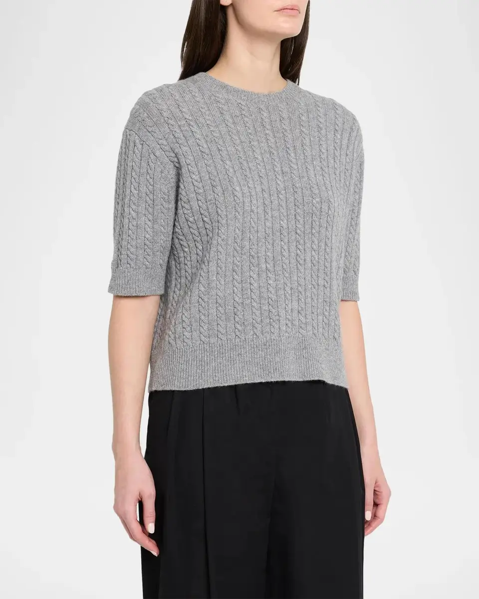 Theory Cashmere Short-Sleeved Crop Sweater | Thumbnail 4 Theory Cashmere Short-Sleeved Crop Sweater | Thumbnail 4