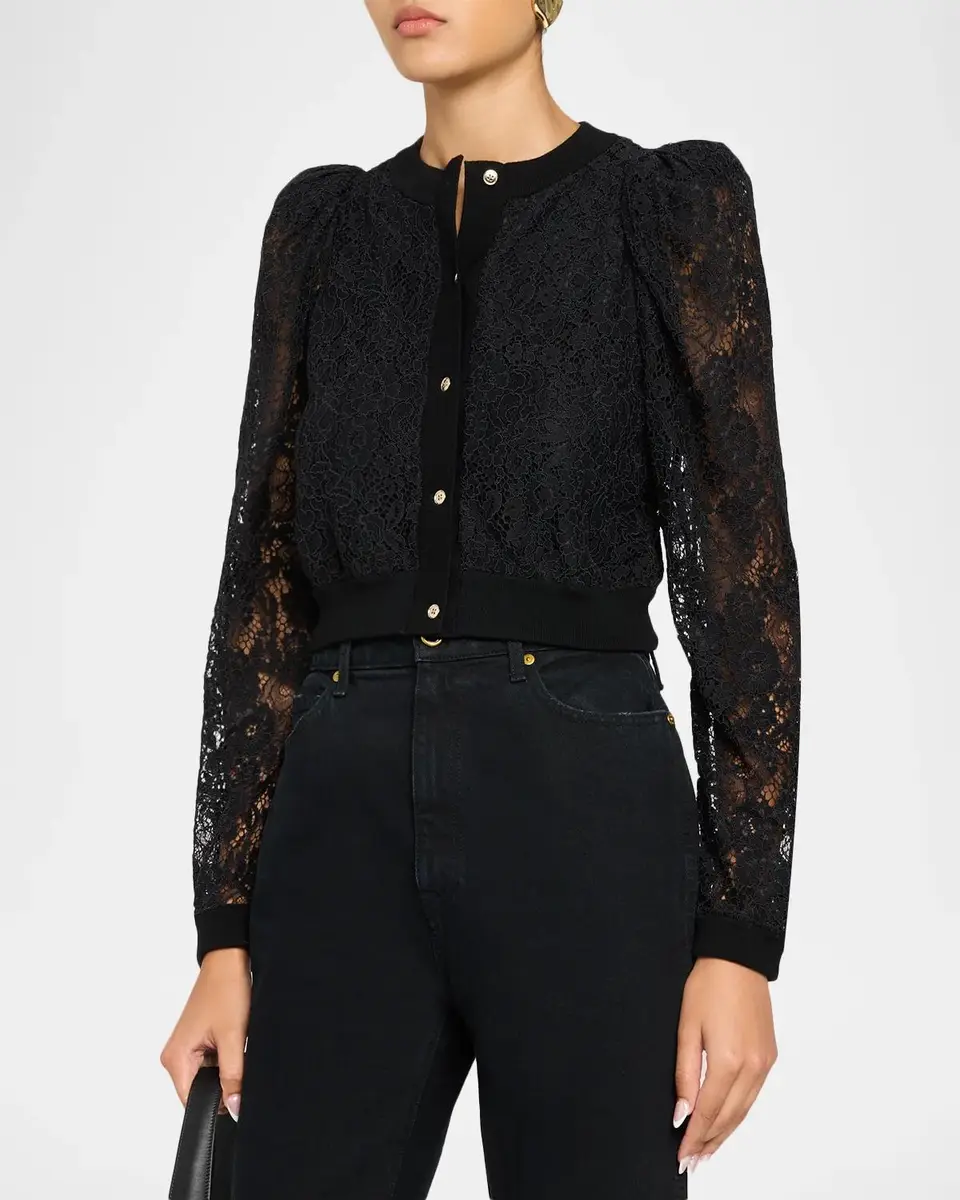 Alice + Olivia Kitty Lace Overlay Cardigan | Thumbnail 4 Alice + Olivia Kitty Lace Overlay Cardigan | Thumbnail 4