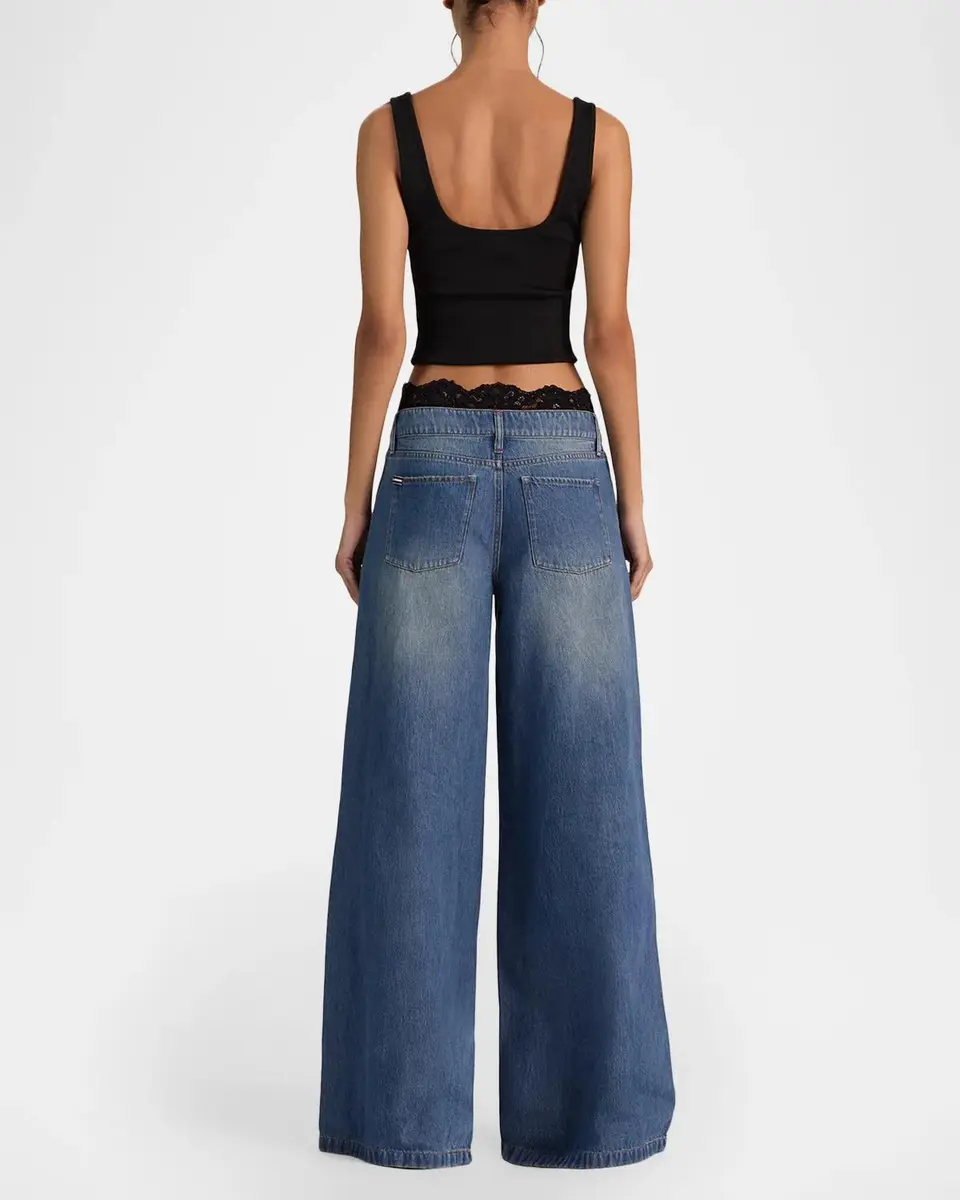 Alice + Olivia Ian Lace Waistband Wide-Leg Jeans | Thumbnail 3 Alice + Olivia Ian Lace Waistband Wide-Leg Jeans | Thumbnail 3