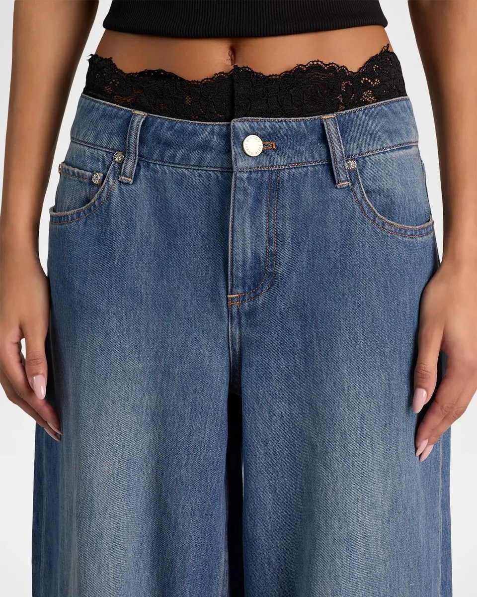 Alice + Olivia Ian Lace Waistband Wide-Leg Jeans | Thumbnail 5 Alice + Olivia Ian Lace Waistband Wide-Leg Jeans | Thumbnail 5
