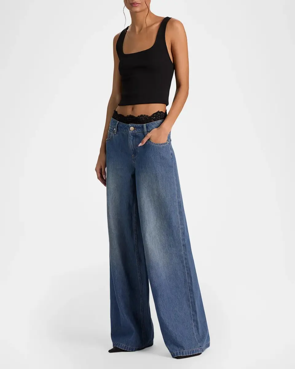 Alice + Olivia Ian Lace Waistband Wide-Leg Jeans | Thumbnail 6 Alice + Olivia Ian Lace Waistband Wide-Leg Jeans | Thumbnail 6