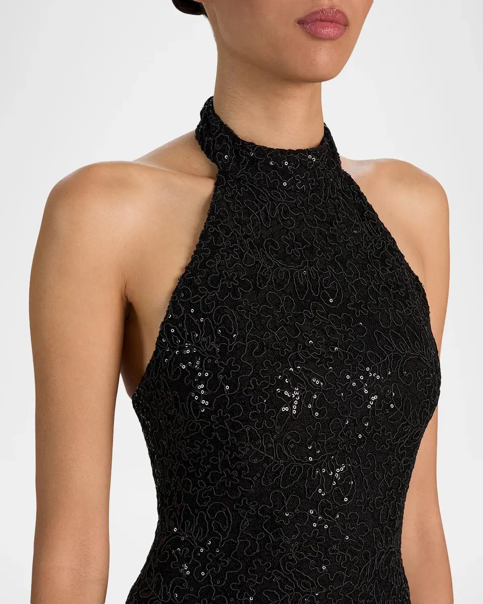 Alice + Olivia Koi Sequined Lace Halter Maxi Dress | Thumbnail 5