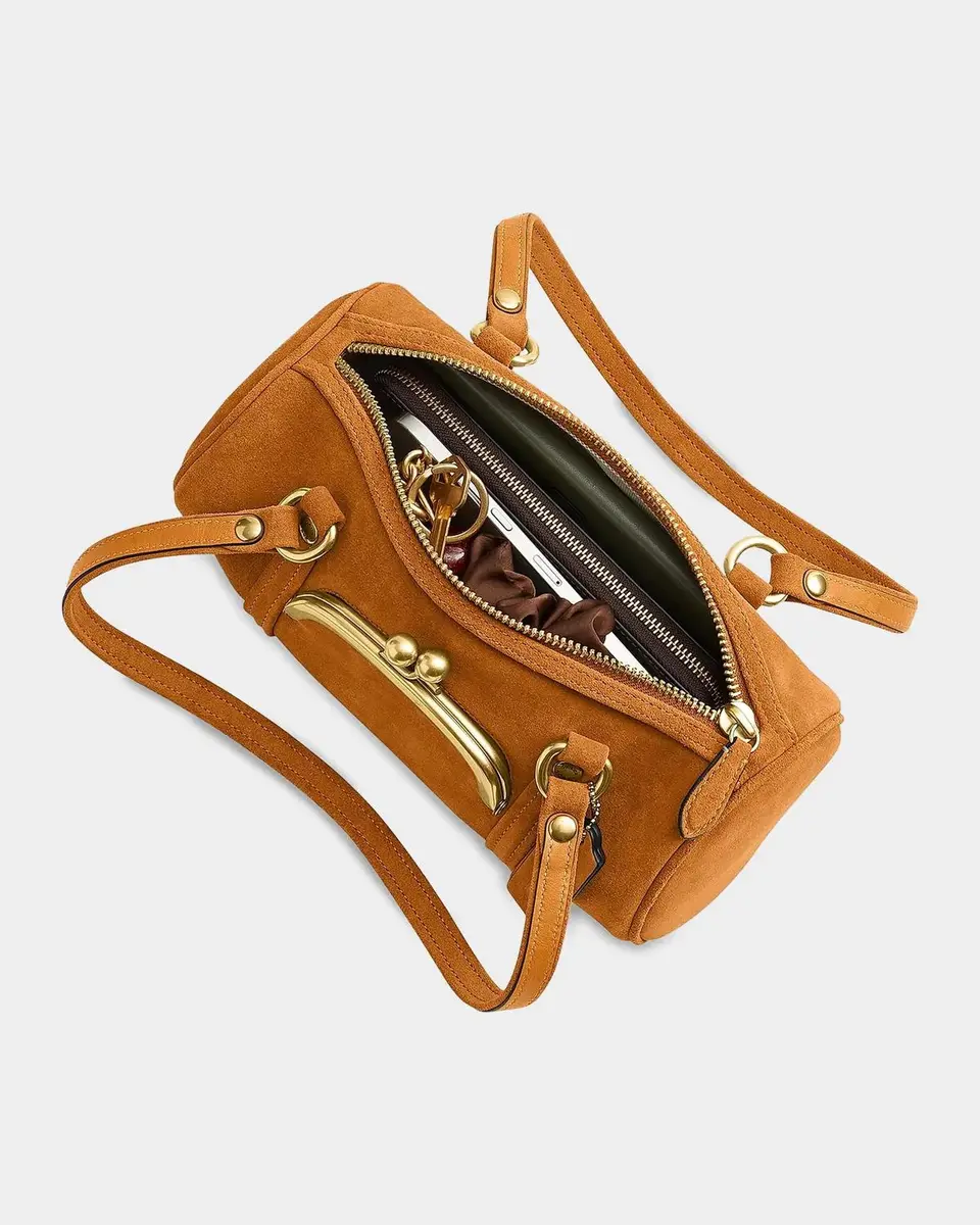 Coach Kisslock Barrel Suede Shoulder Bag | Thumbnail 9 Coach Kisslock Barrel Suede Shoulder Bag | Thumbnail 9