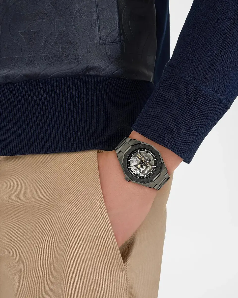 Ferragamo Men's Edge Skeleton Gunmetal IP & Stainless Steel Bracelet Watch/42MM | Thumbnail 2 Ferragamo Men's Edge Skeleton Gunmetal IP & Stainless Steel Bracelet Watch/42MM | Thumbnail 2