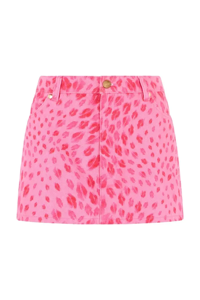 Roberto Cavalli The Jaguar Kiss Print Mini Skirt