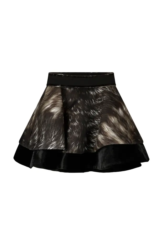 Roberto Cavalli Skirt in Scuba Jersey with Fur Print