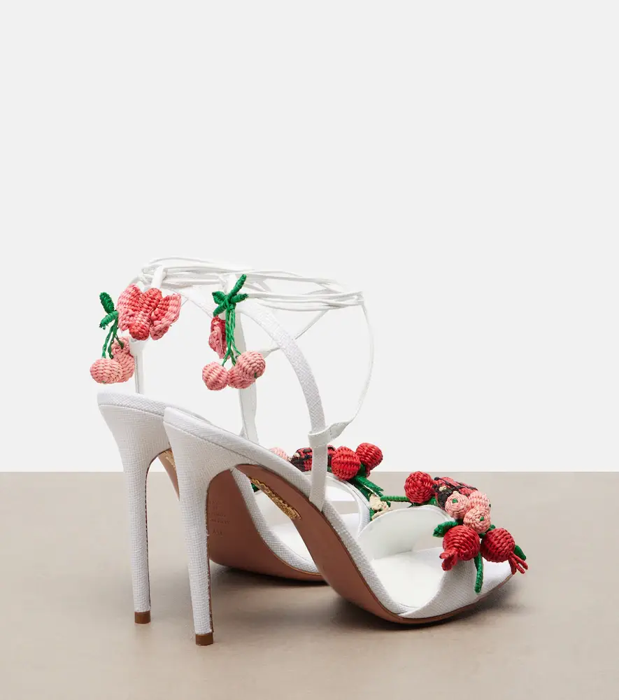 Aquazzura Botanica leather-trimmed raffia sandals | Thumbnail 2