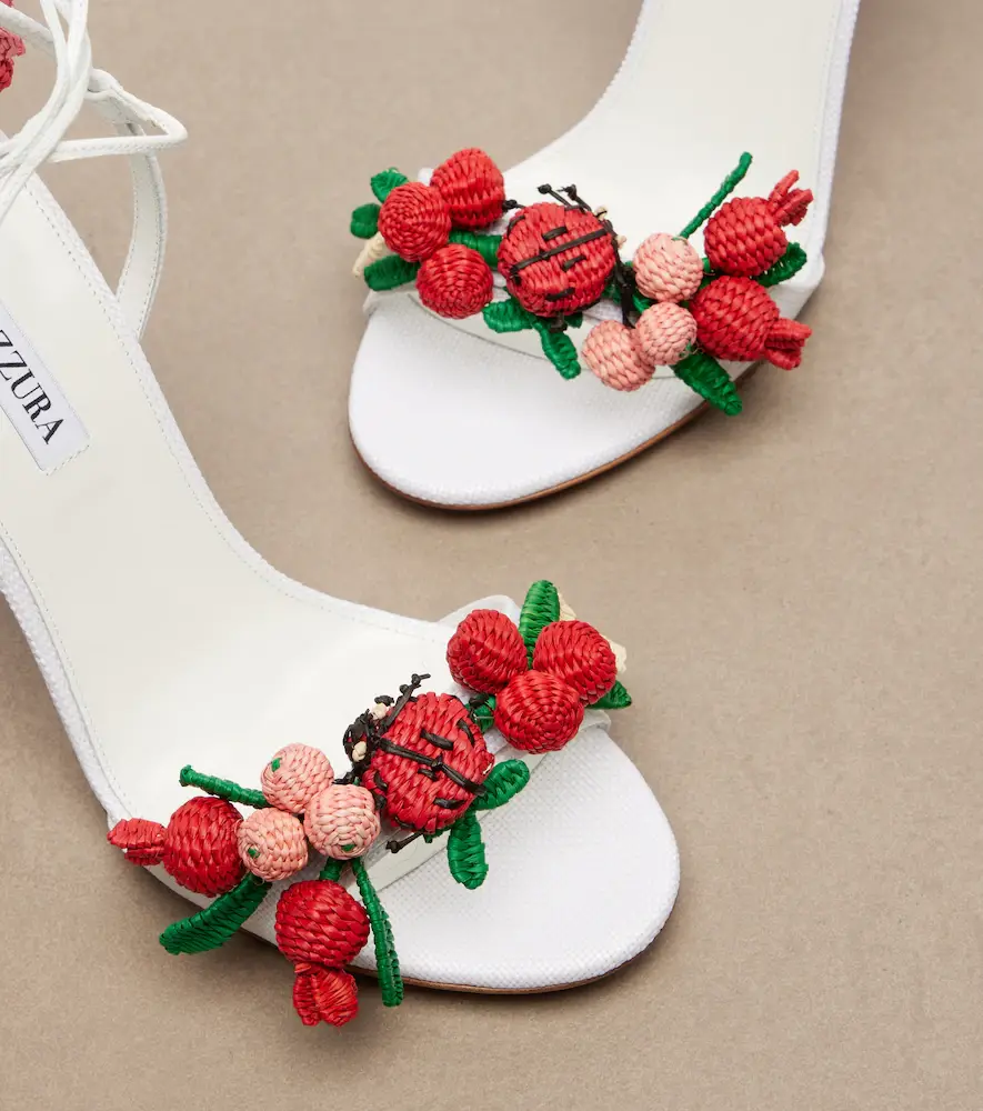 Aquazzura Botanica leather-trimmed raffia sandals | Thumbnail 4