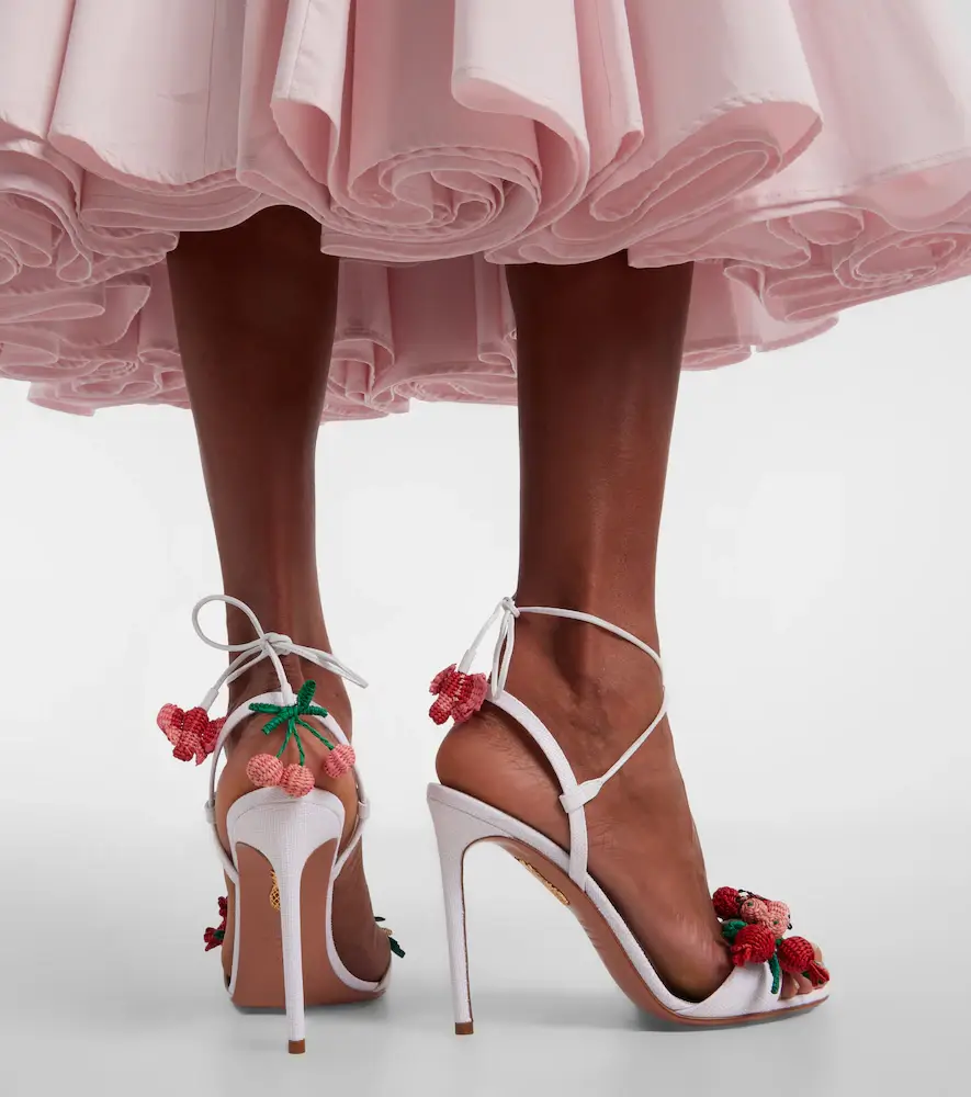 Aquazzura Botanica leather-trimmed raffia sandals | Thumbnail 6