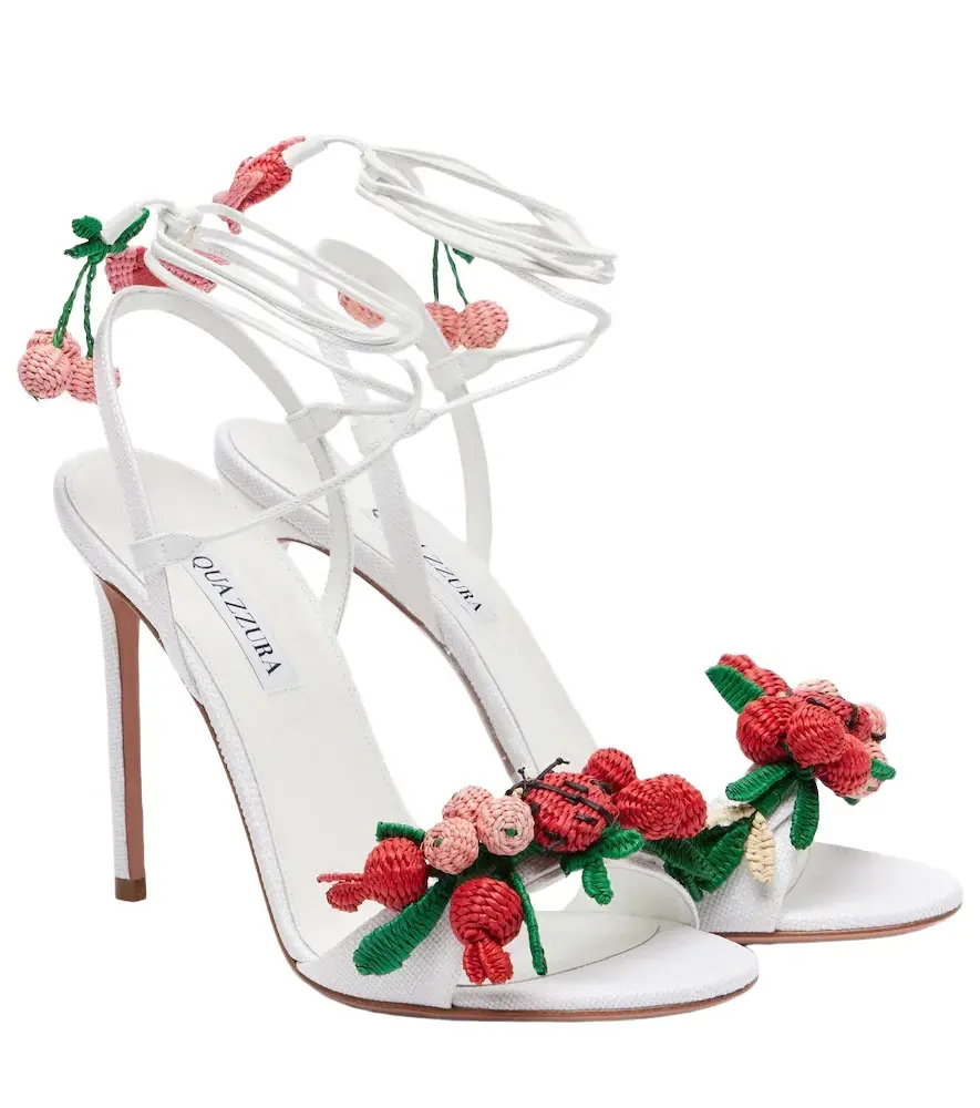 Botanica leather-trimmed raffia sandals Botanica leather-trimmed raffia sandals