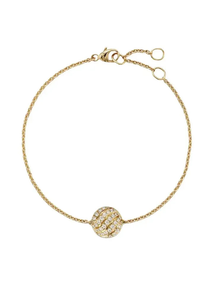 Sculpted Cable 18kt gold chain bracelet with diamonds