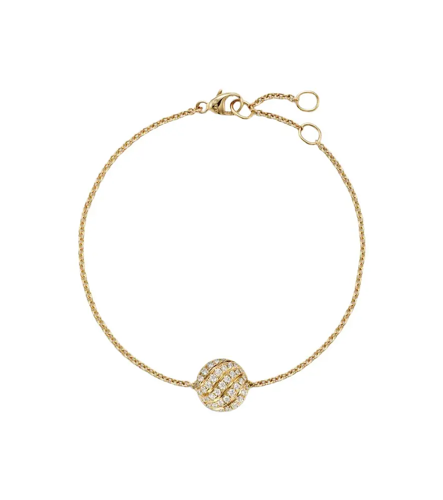 David Yurman Sculpted Cable 18kt gold chain bracelet with diamonds