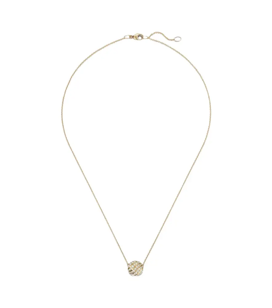 Sculpted Cable 18kt gold pendant necklace with diamonds