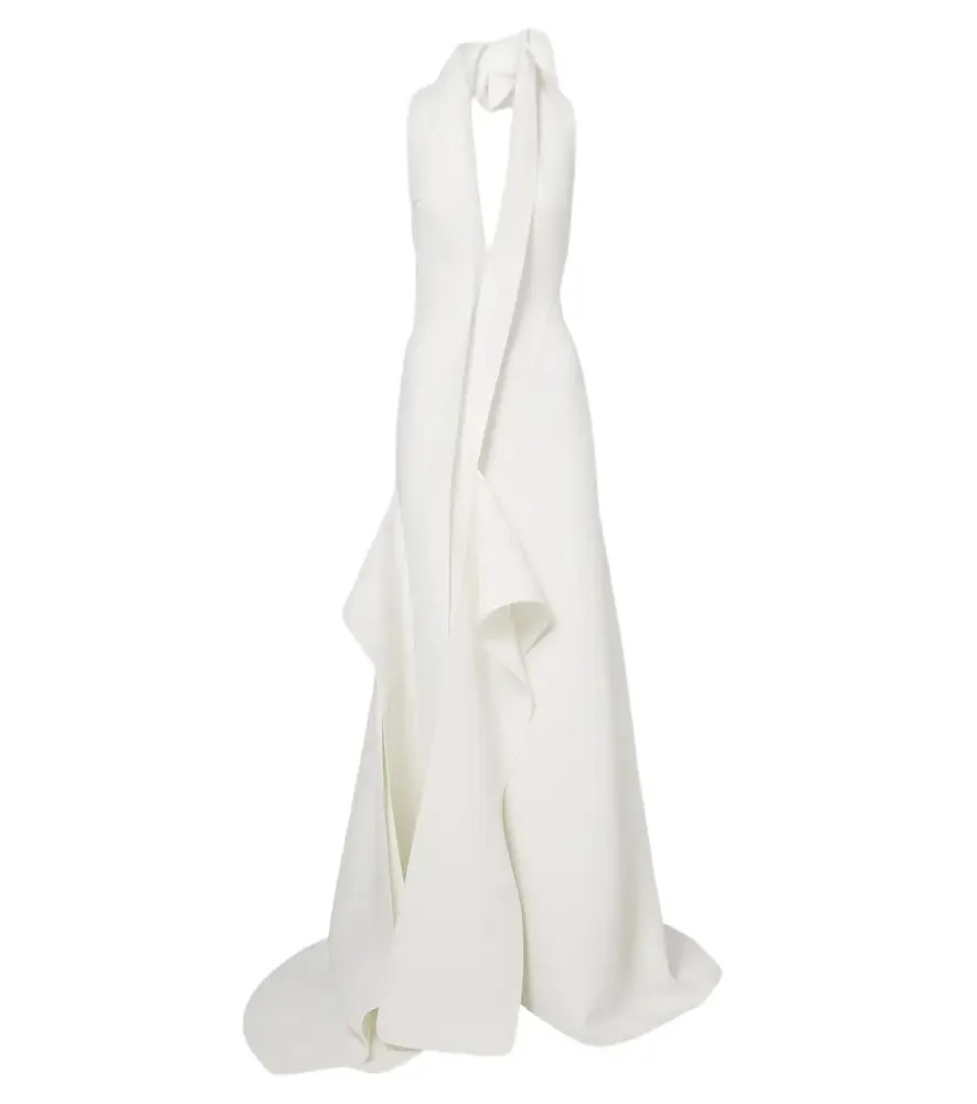 Allude asymmetric halterneck jersey gown