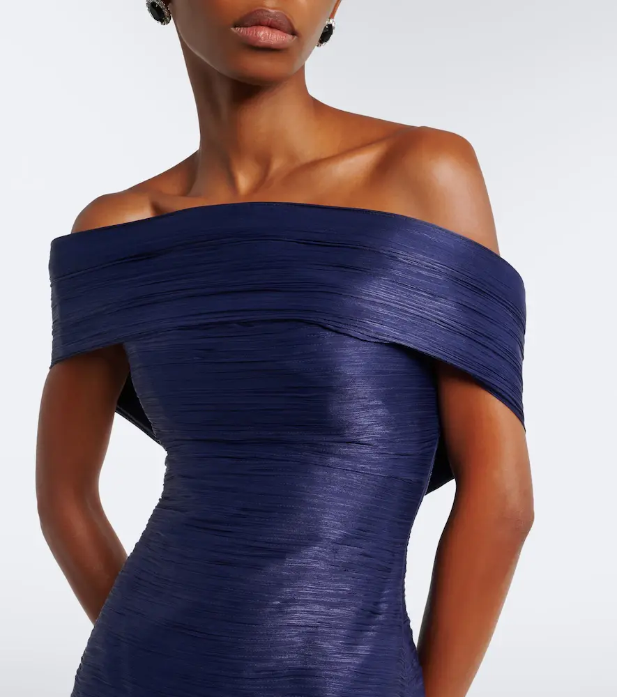 Marmar Halim Pleated off-shoulder gown | Thumbnail 3 Marmar Halim Pleated off-shoulder gown | Thumbnail 3