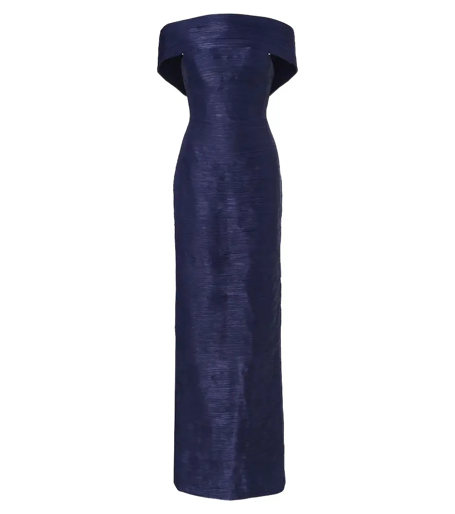 Pleated off-shoulder gown Pleated off-shoulder gown