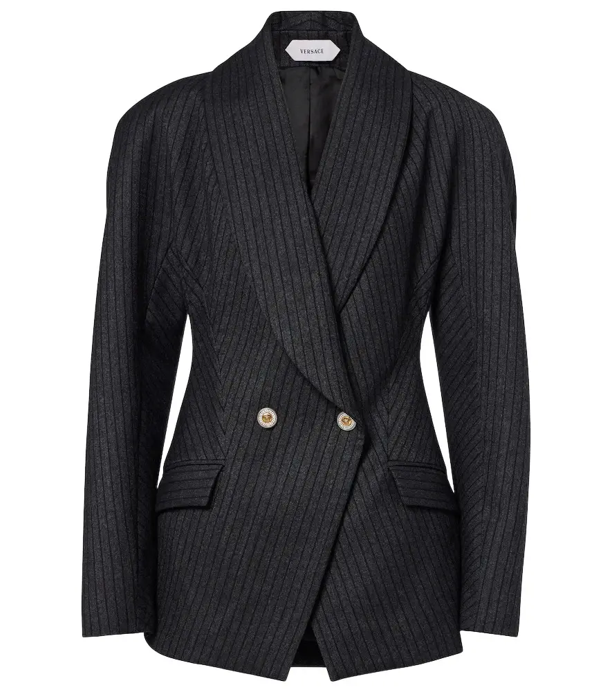 Versace Double-breasted virgin wool twill blazer