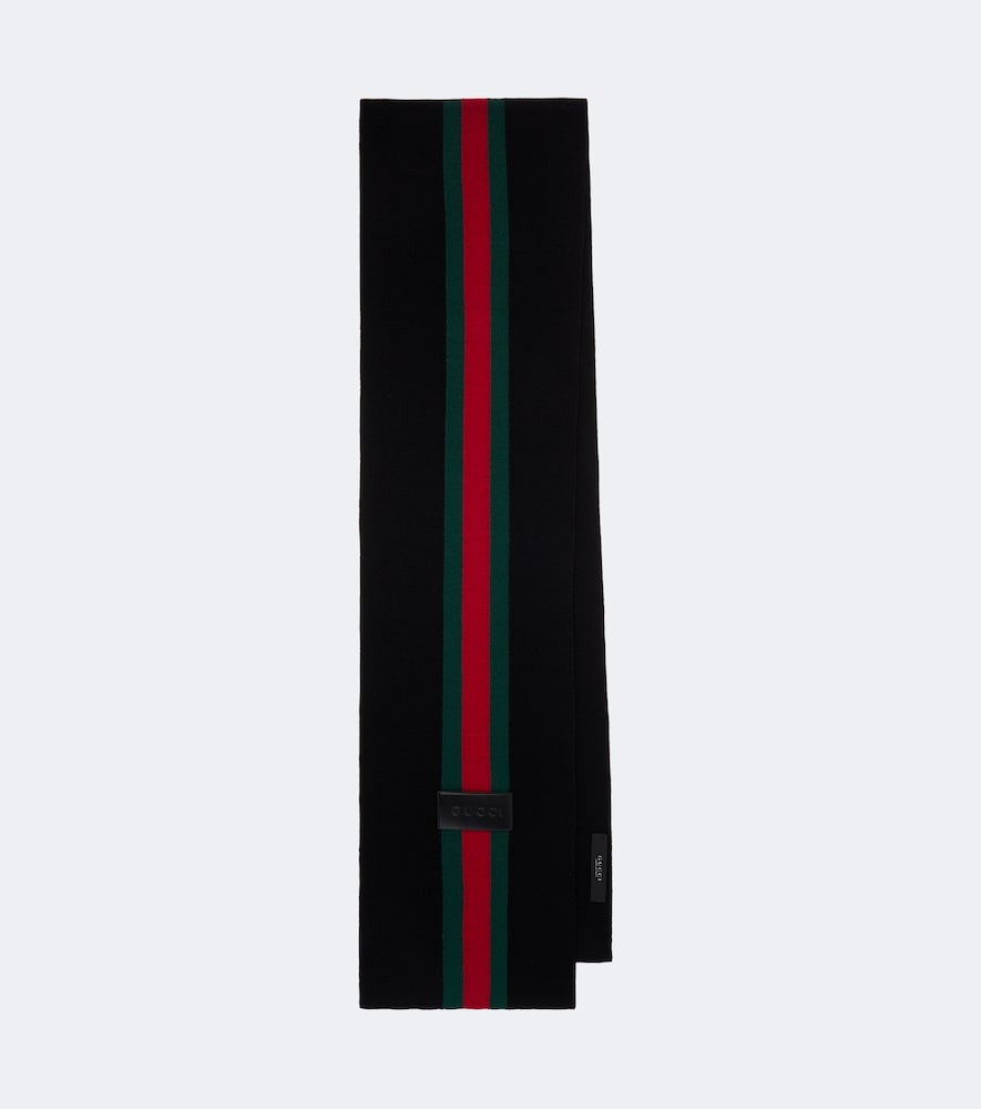 Web Stripe wool scarf