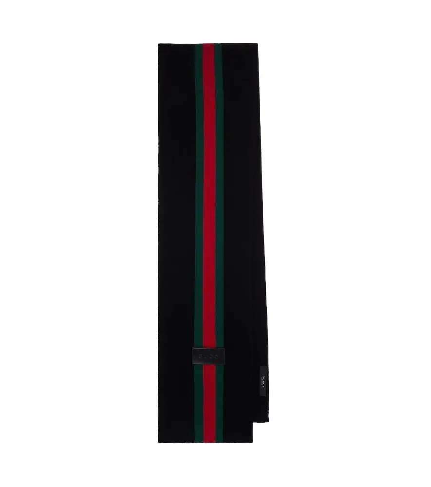 Web Stripe wool scarf