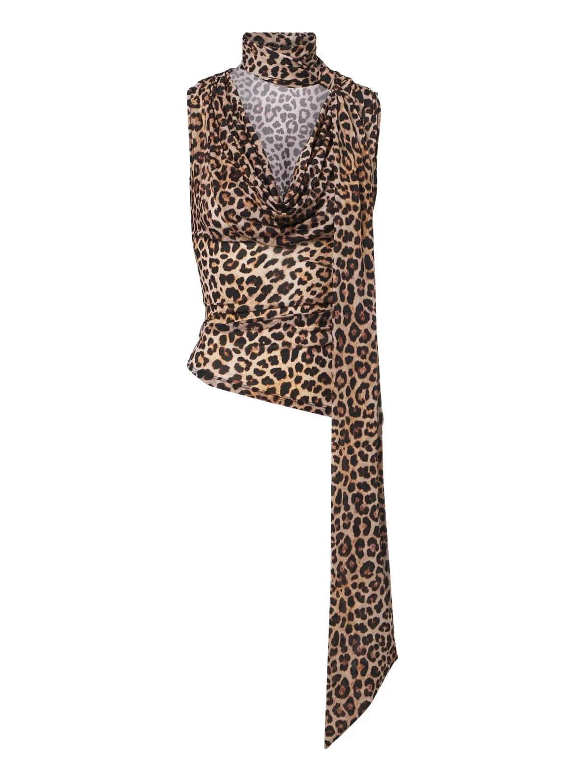 BLUMARINE Draped scarf-detail leopard-print top