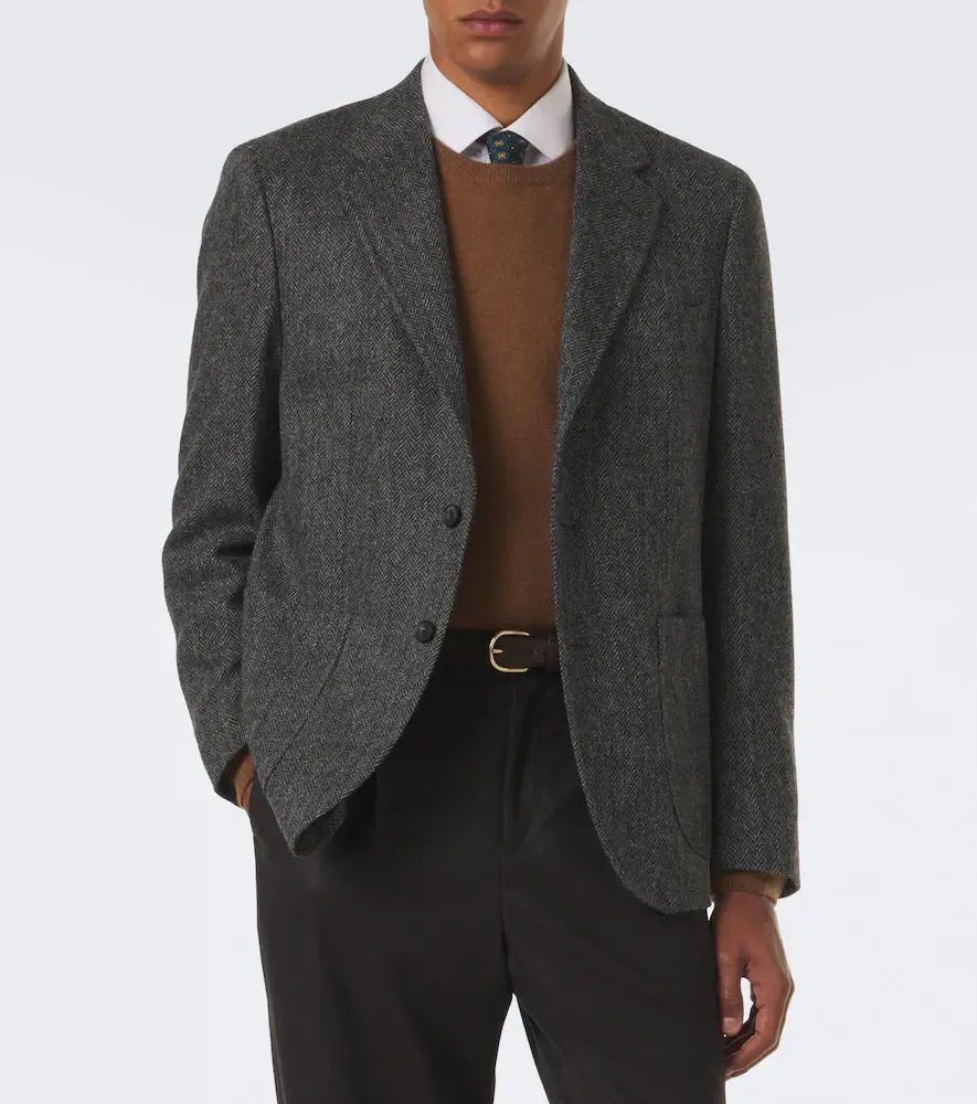 Rubinacci Herringbone virgin wool blazer | Thumbnail 3