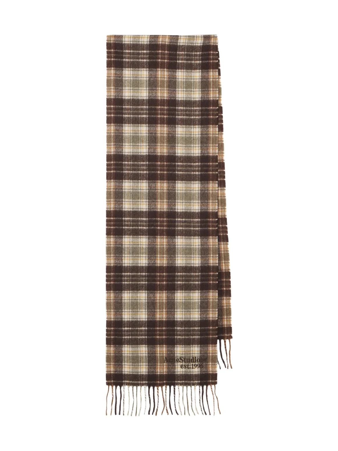 Acne Studios Checked fringed cashmere and wool scarf