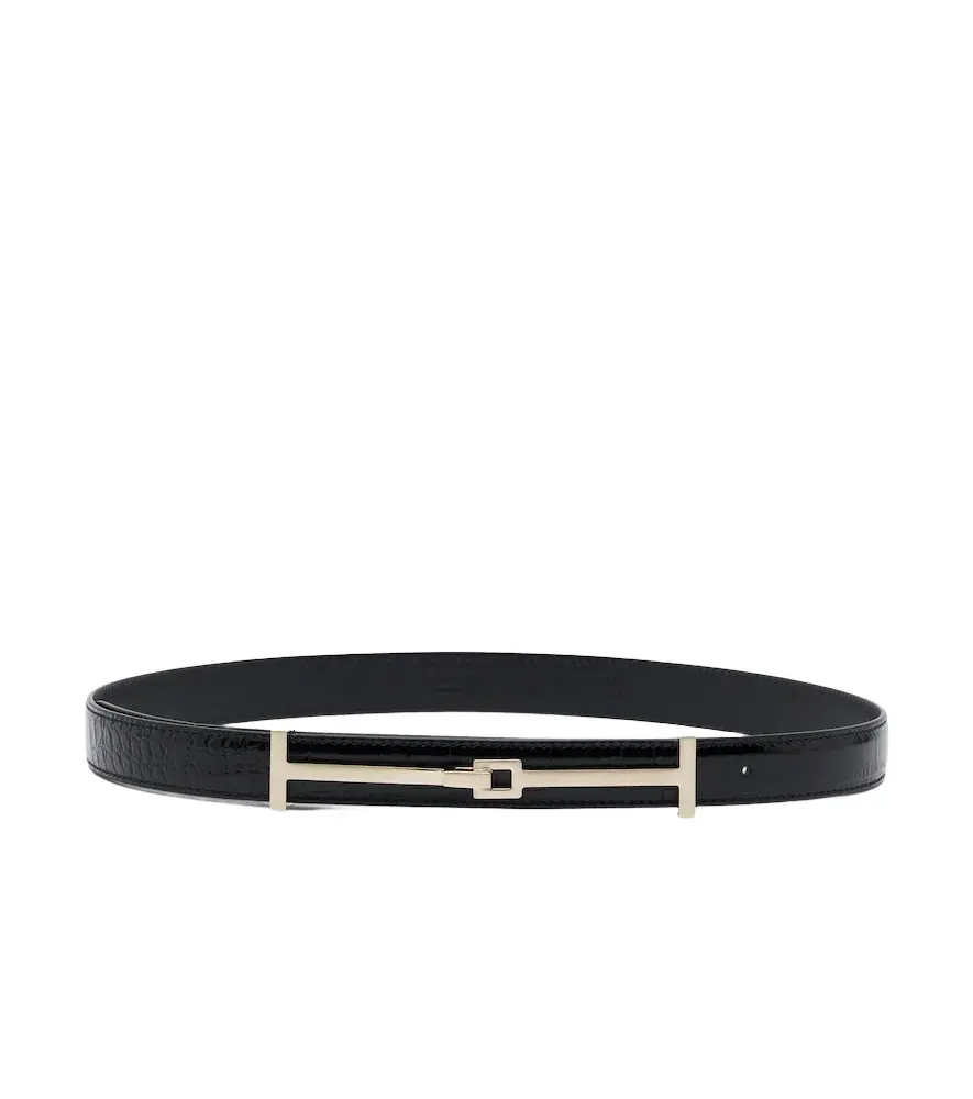 Croc-effect leather belt Croc-effect leather belt
