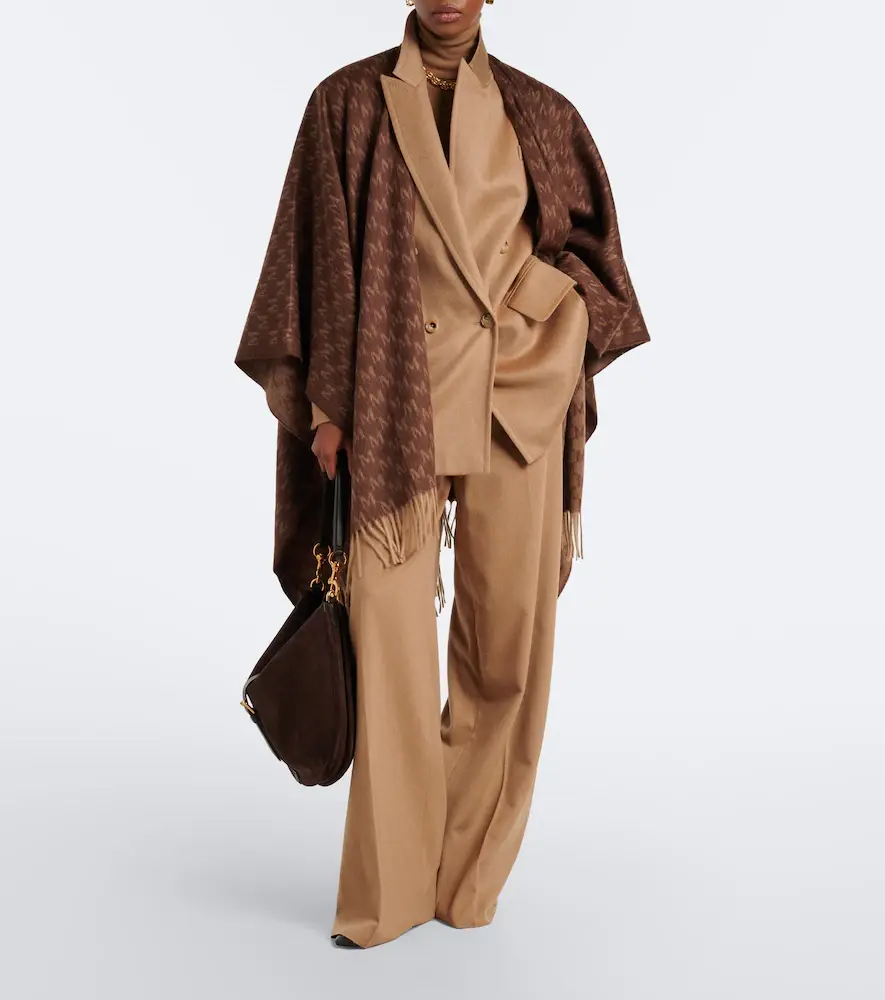 Max Mara Fringed camel hair shawl | Thumbnail 4