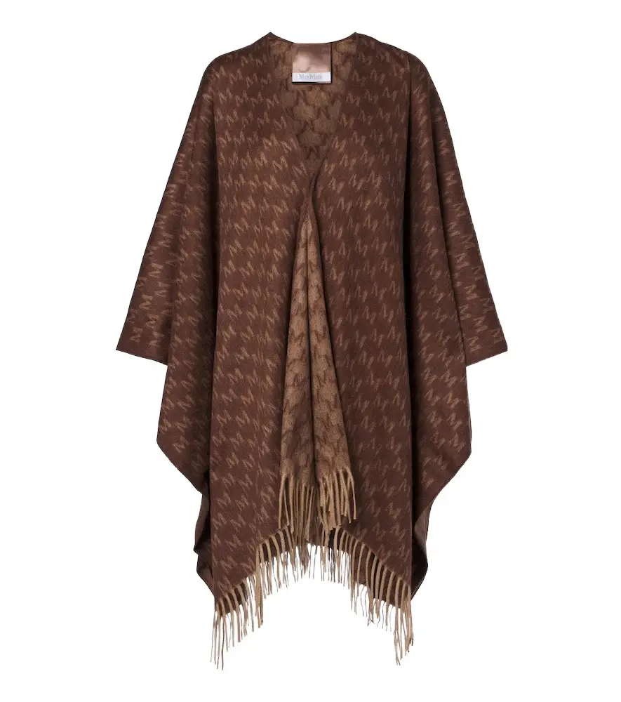 Max Mara Fringed camel hair shawl