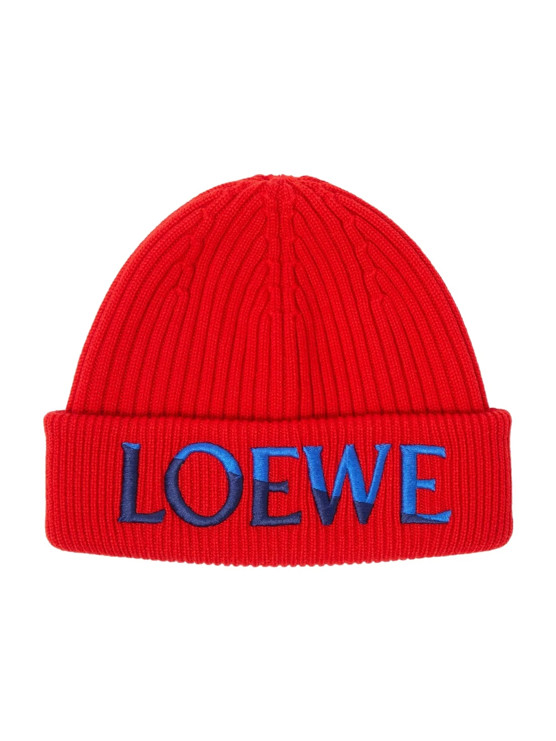 Loewe Logo ribbed-knit wool beanie