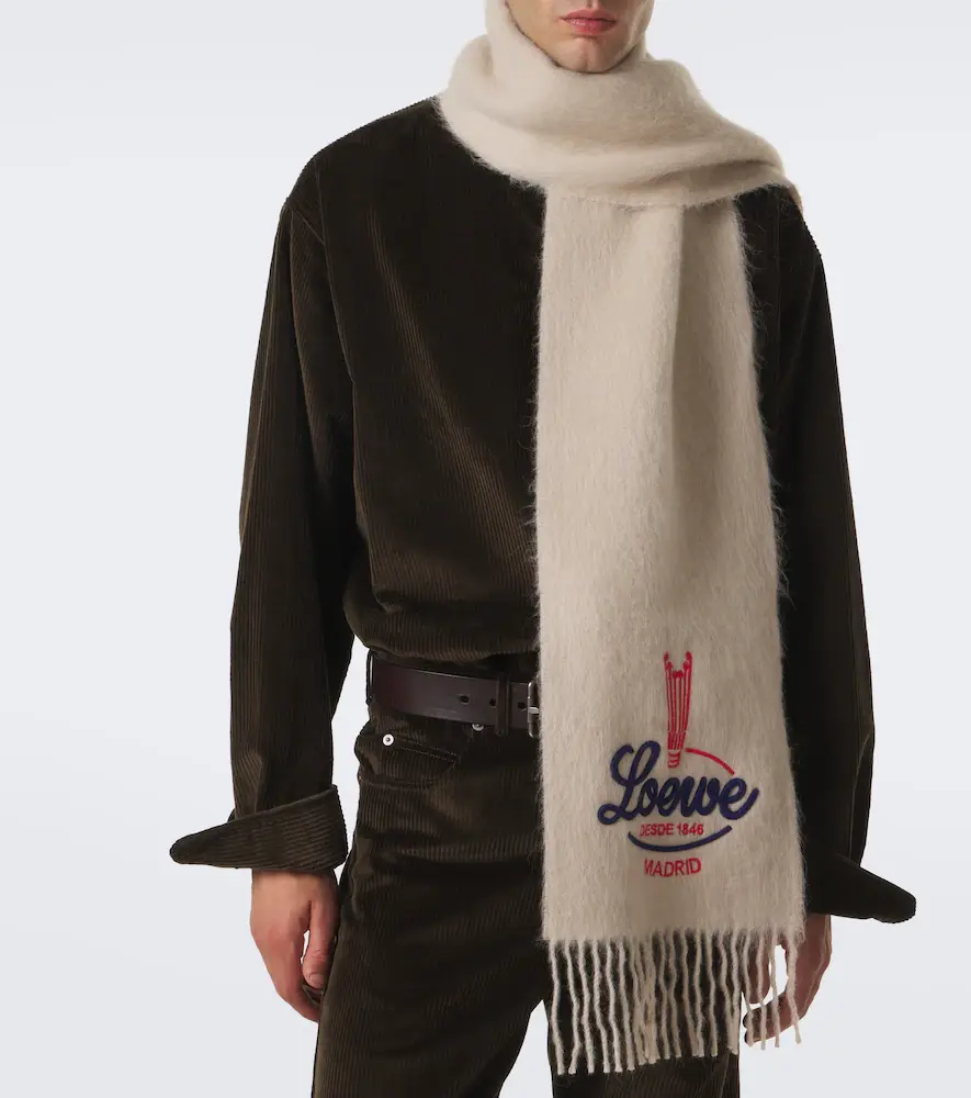 Loewe Logo alpaca and wool scarf | Thumbnail 3