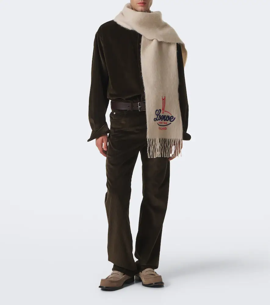 Loewe Logo alpaca and wool scarf | Thumbnail 4