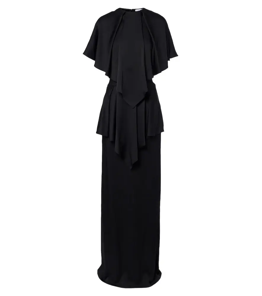 Caped satin gown Caped satin gown