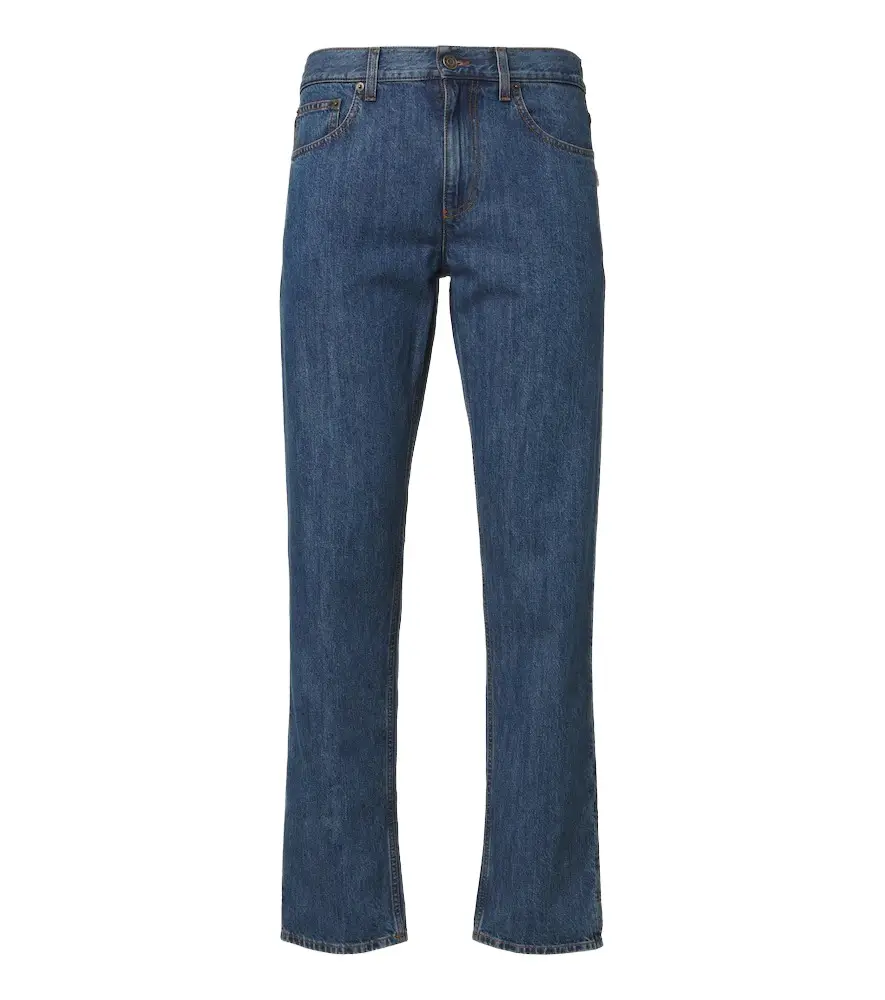 Burberry Leather-trimmed straight jeans