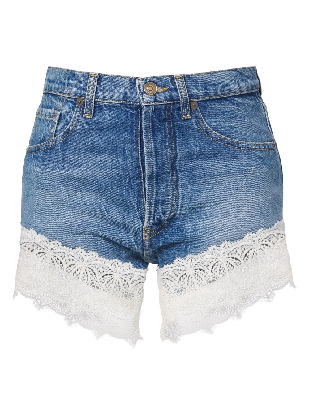 Alanui Romance lace-trimmed denim shorts