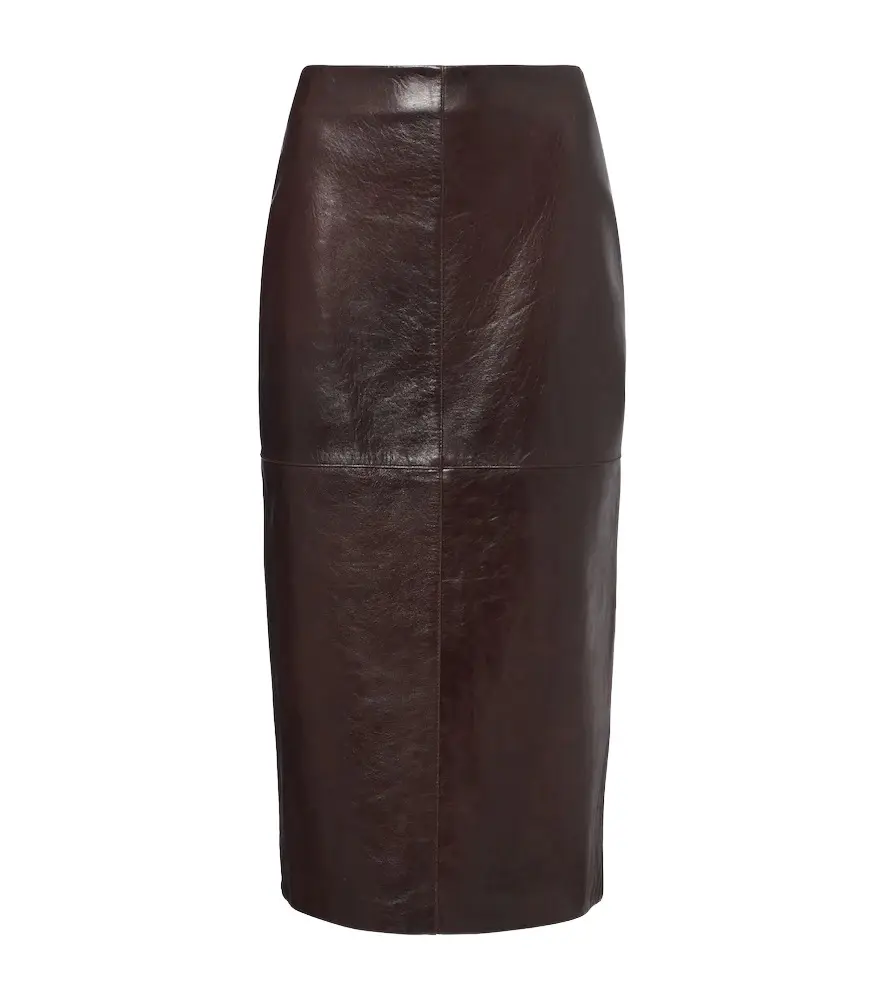 Sportmax Leather midi skirt