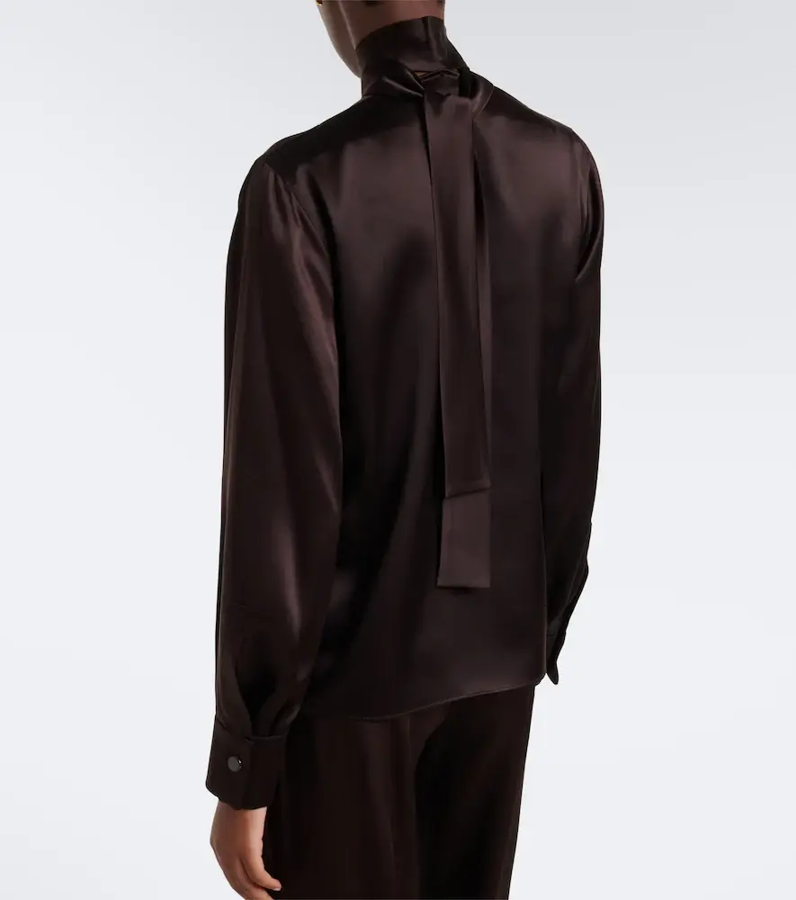 Max Mara Elegante scarf-detail silk satin blouse | Thumbnail 3