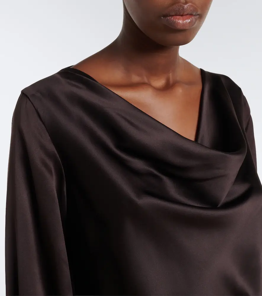 Max Mara Elegante scarf-detail silk satin blouse | Thumbnail 4