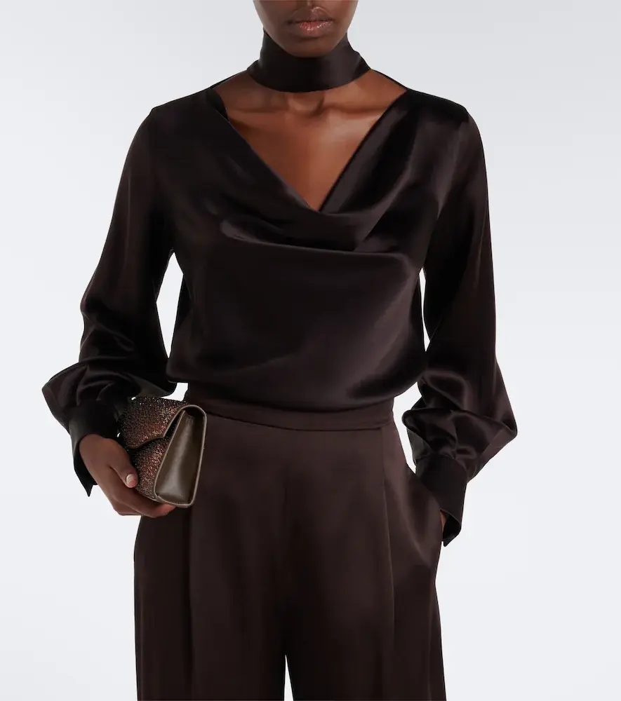 Max Mara Elegante scarf-detail silk satin blouse | Thumbnail 5