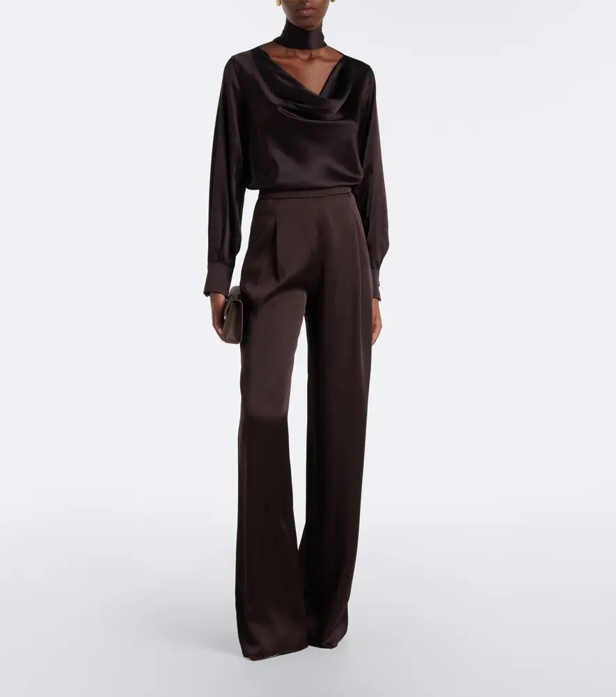 Max Mara Elegante scarf-detail silk satin blouse | Thumbnail 6