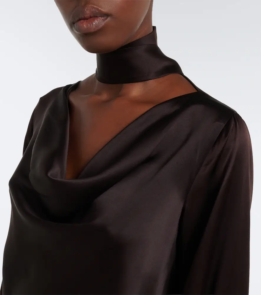 Max Mara Elegante scarf-detail silk satin blouse | Thumbnail 7