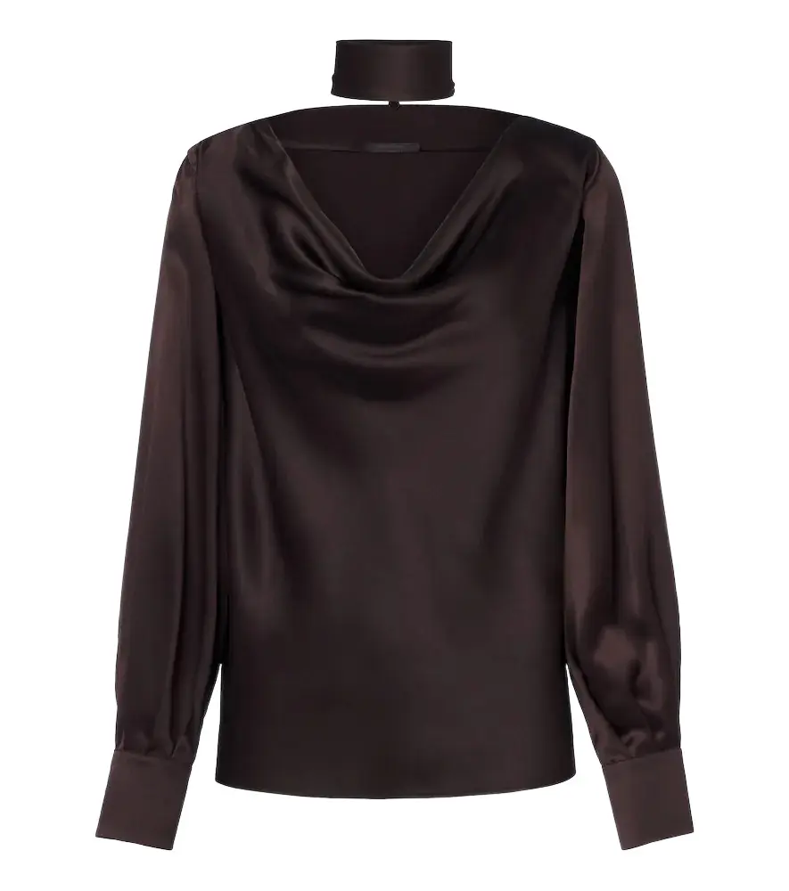 Max Mara Elegante scarf-detail silk satin blouse