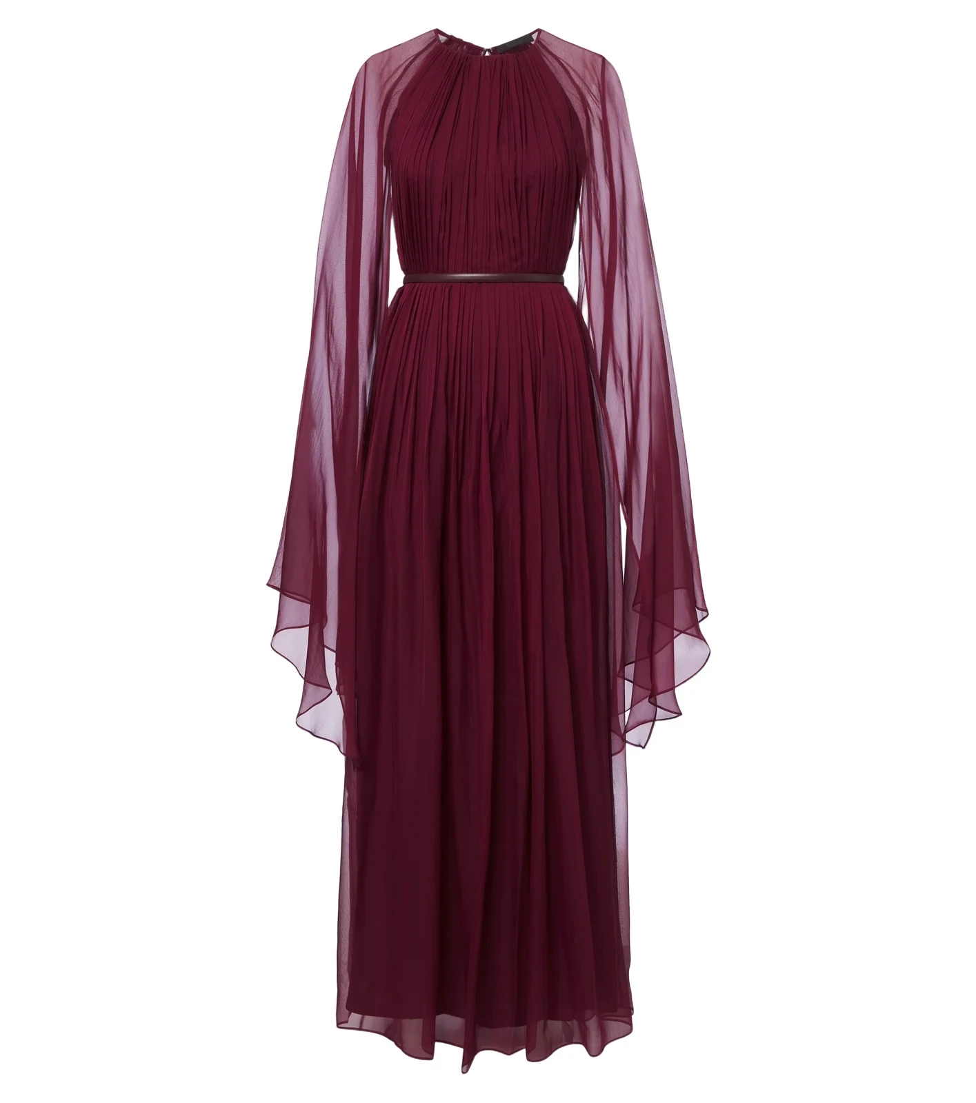 Elegante belted silk chiffon gown