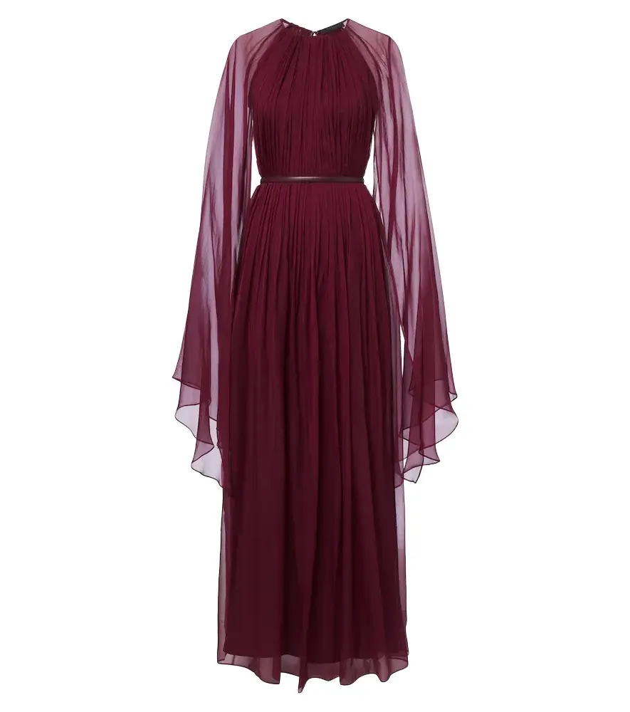 Max Mara Elegante belted silk chiffon gown